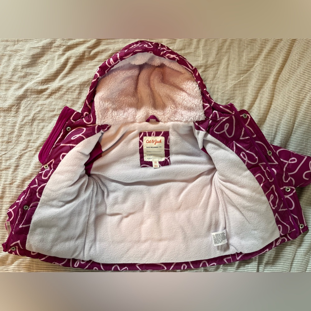 Pink Heart Patterned Hooded Jacket - Picture 2 of 4